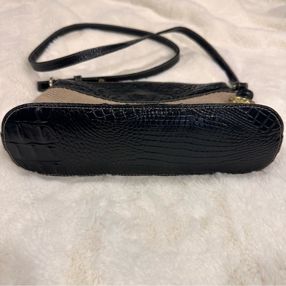 Brahmin Crossbody Animal Print Embossed Leather & Raffia Bag - Picture 3 of 9